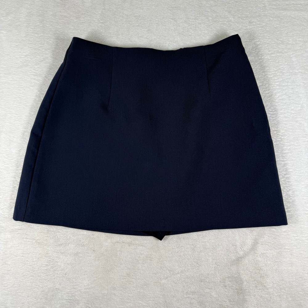 Abercrombie & Fitch Navy Blue Mini Skort Small Side Zip Built-in Shorts Stretch